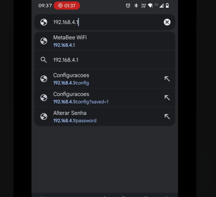 Digitando IP no navegador
